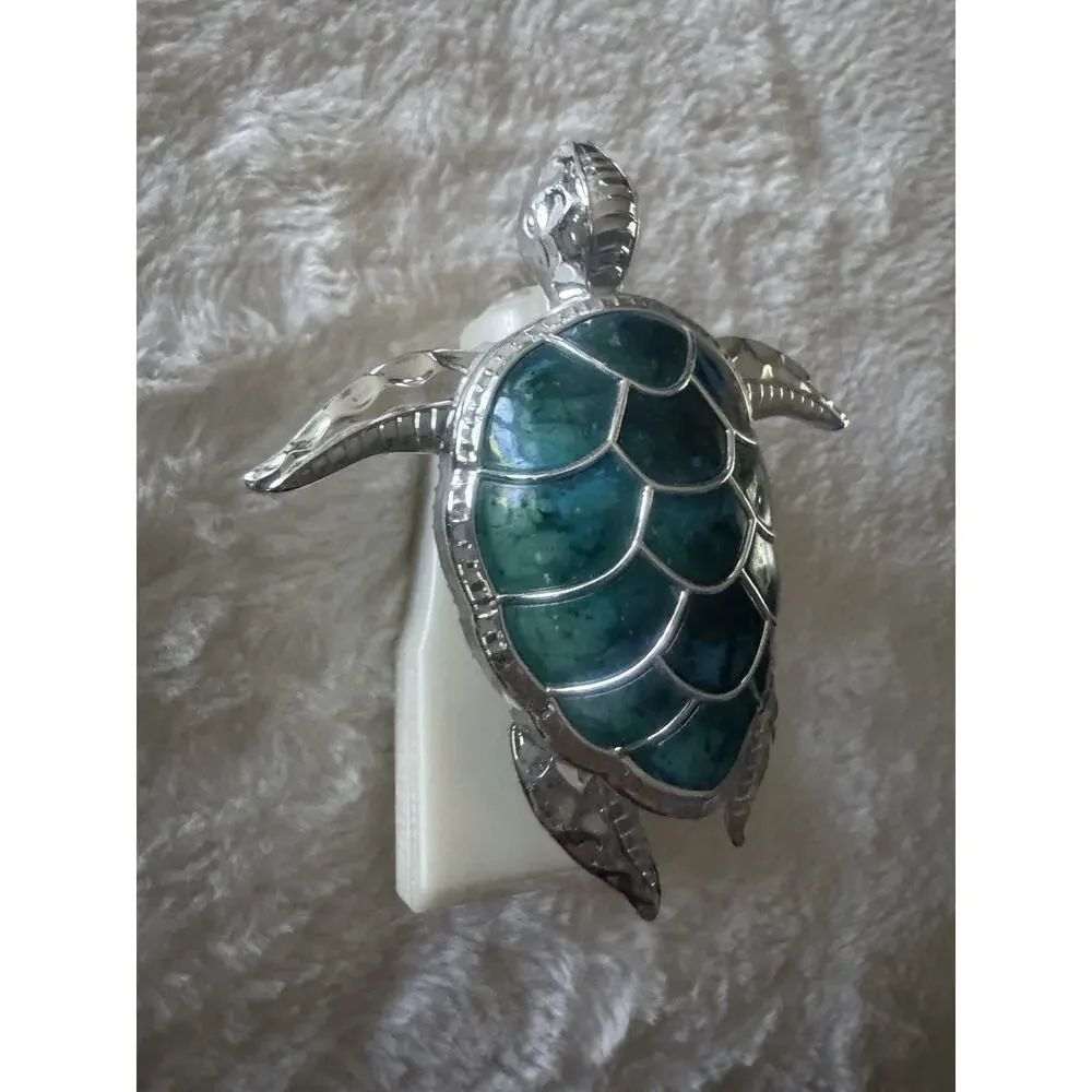 Bath & Body Works SEA TURTLE Wallflower Nightlight Plug-in Turquoise Blue Silver
